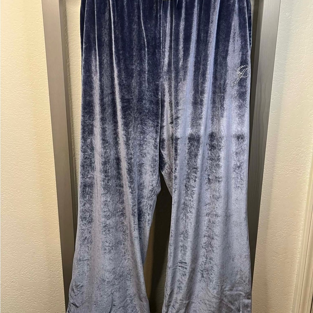 PINK Victoria's Secret Blue Velvet Wide Leg Pants